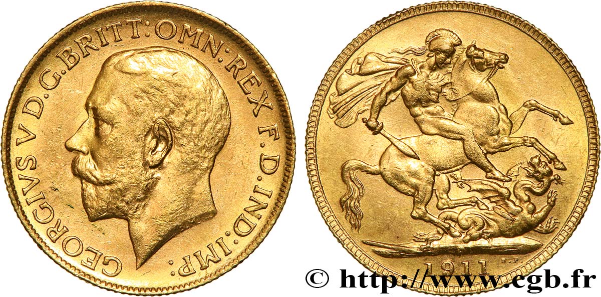 INVESTMENT GOLD 1 Souverain Georges V 1911 Perth MBC+ 