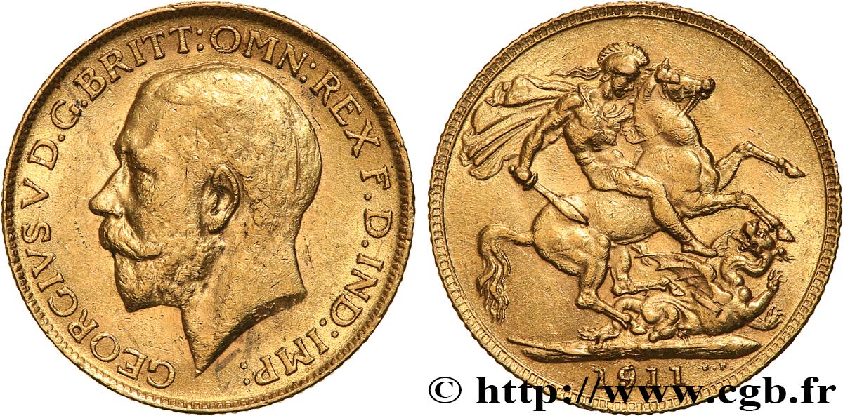INVESTMENT GOLD 1 Souverain Georges V 1911 Londres AU 