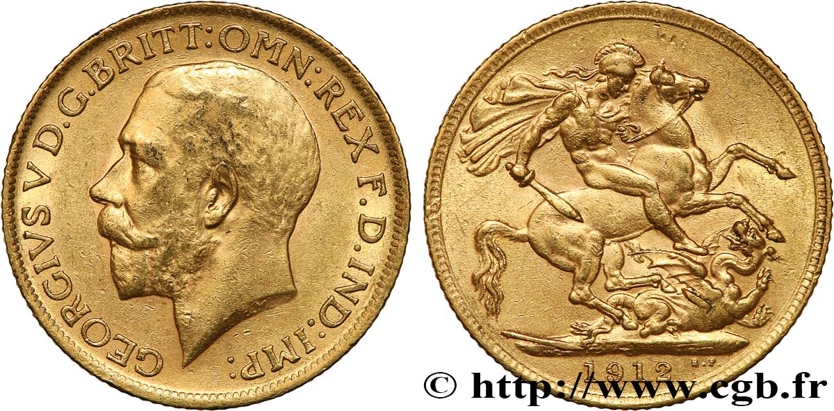 INVESTMENT GOLD 1 Souverain Georges V 1912 Londres MBC+ 