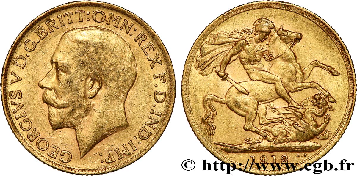 INVESTMENT GOLD 1 Souverain Georges V 1912 Londres AU 