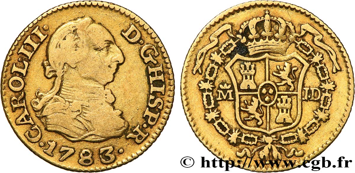 SPAIN 1/2 Escudo Charles III 1783/79 Madrid XF 
