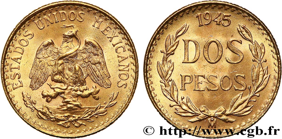 MESSICO 2 Pesos or 1945 Mexico MS 