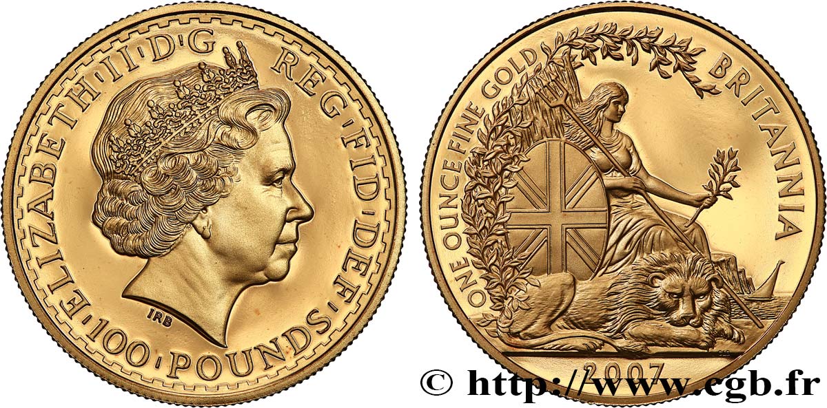 UNITED KINGDOM 100 Pounds Britannia Proof 2007 British Royal Mint MS 