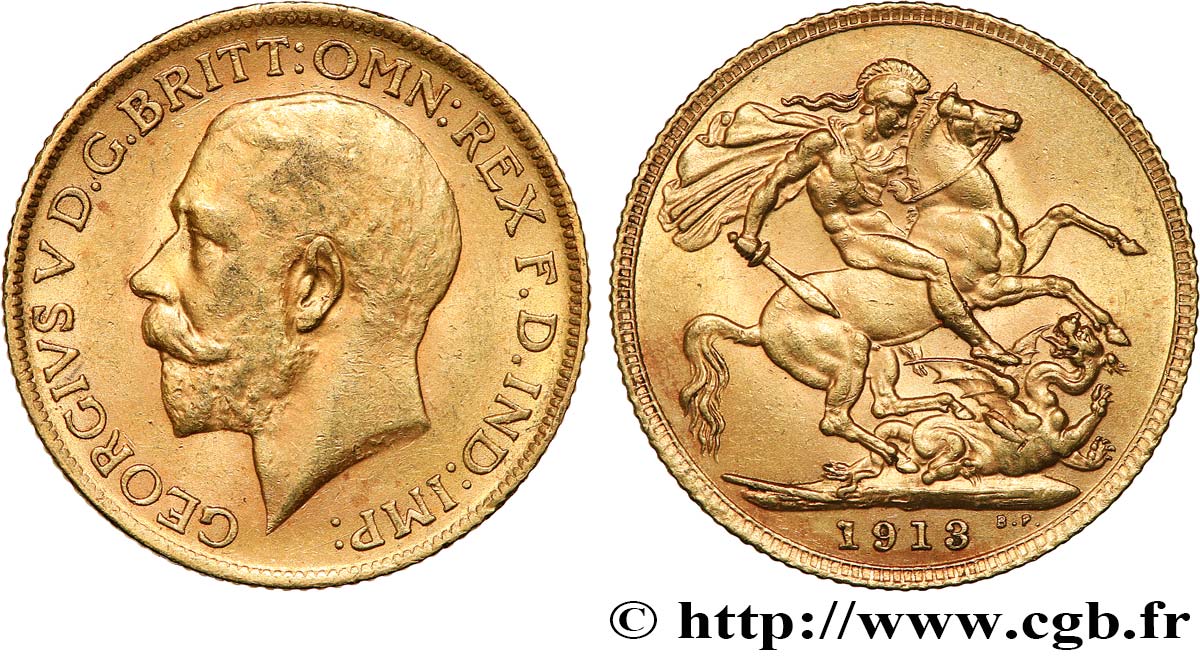 INVESTMENT GOLD 1 Souverain Georges V 1913 Londres MBC+ 