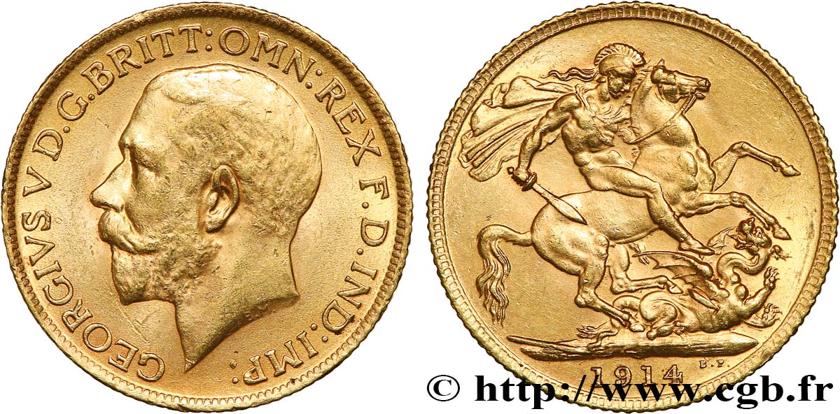 INVESTMENT GOLD 1 Souverain Georges V 1914 Londres EBC 