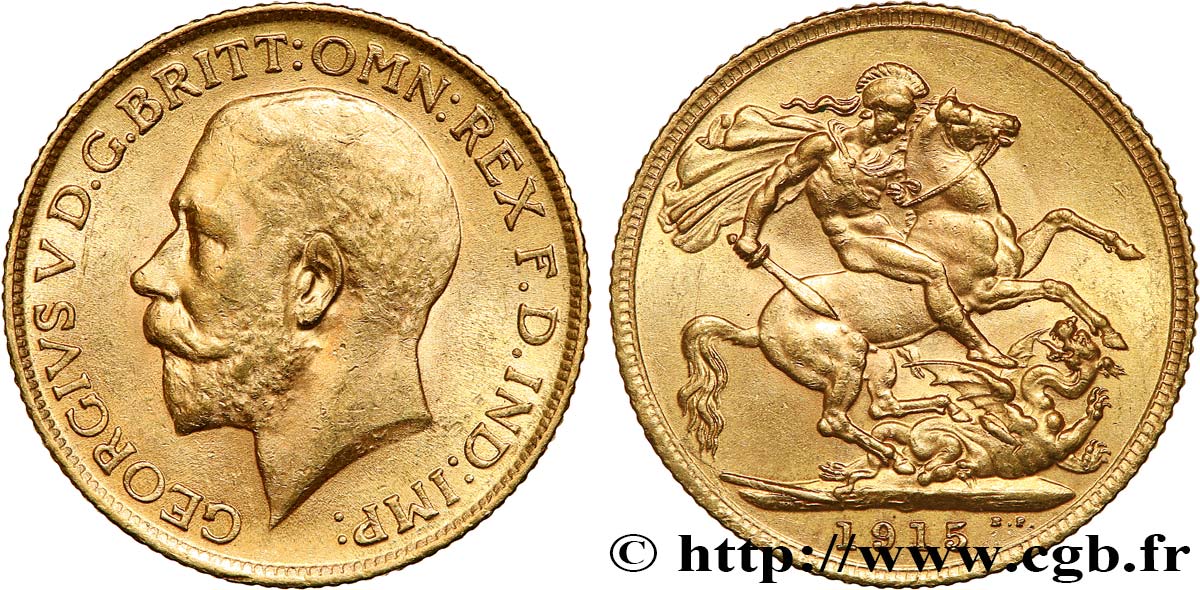 INVESTMENT GOLD 1 Souverain Georges V 1915 Londres AU 