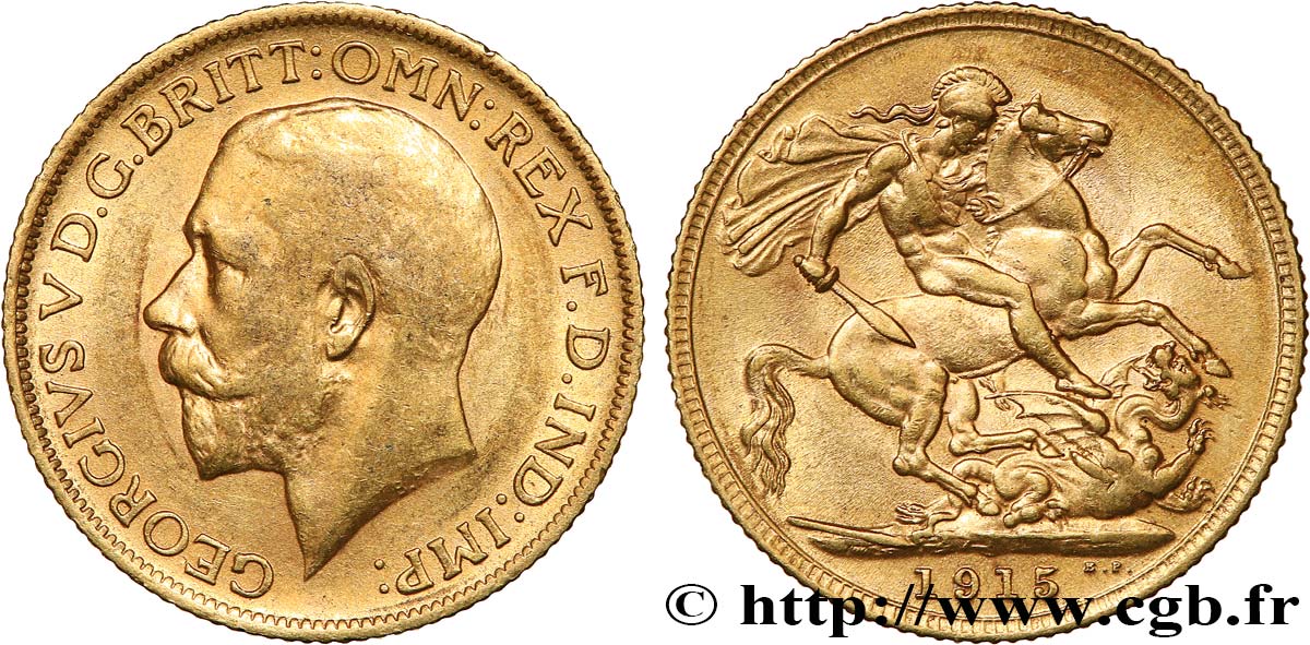INVESTMENT GOLD 1 Souverain Georges V 1915 Londres MBC+ 