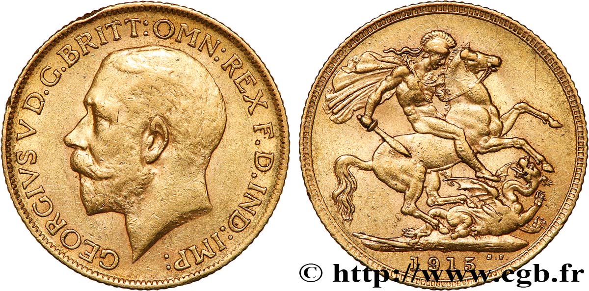 INVESTMENT GOLD 1 Souverain Georges V 1915 Londres AU 