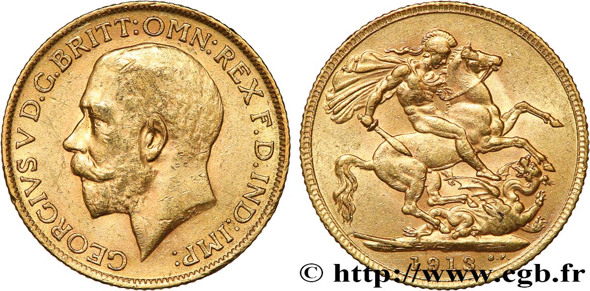 INVESTMENT GOLD 1 Souverain Georges V 1913 Londres q.SPL 