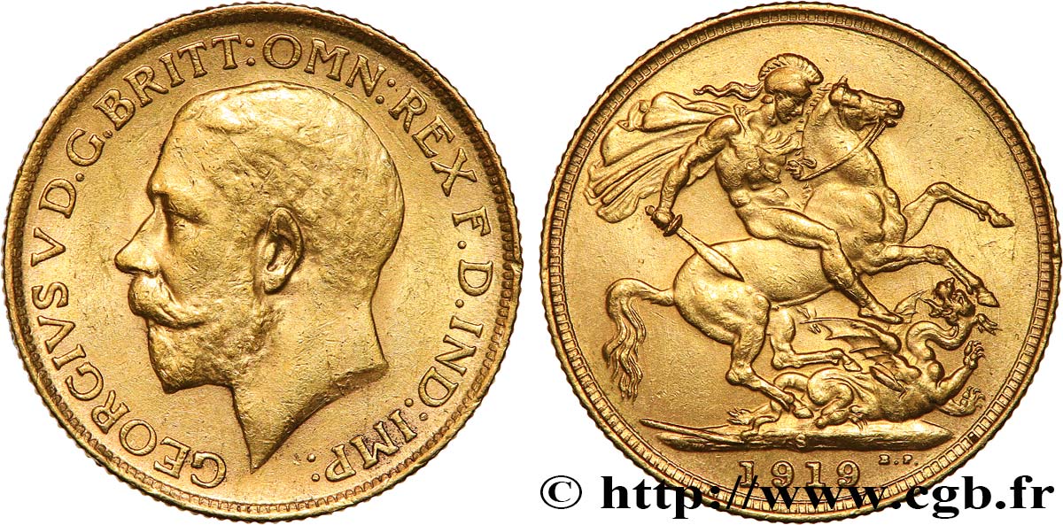 INVESTMENT GOLD 1 Souverain Georges V 1919 Sydney EBC 