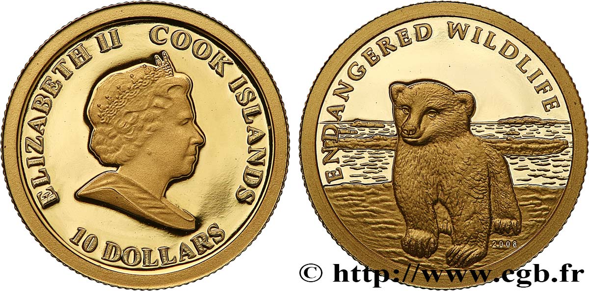 COOK ISLANDS 1 Dollar Proof Ours Polaire Proof 2008  MS 