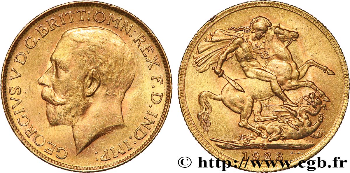INVESTMENT GOLD 1 Souverain Georges V 1926 Afrique du Sud MBC+ 
