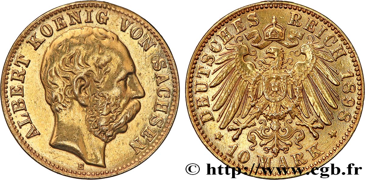 GERMANIA - SASSONIA 10 Mark Albert 1898 Dresde BB/q.SPL 
