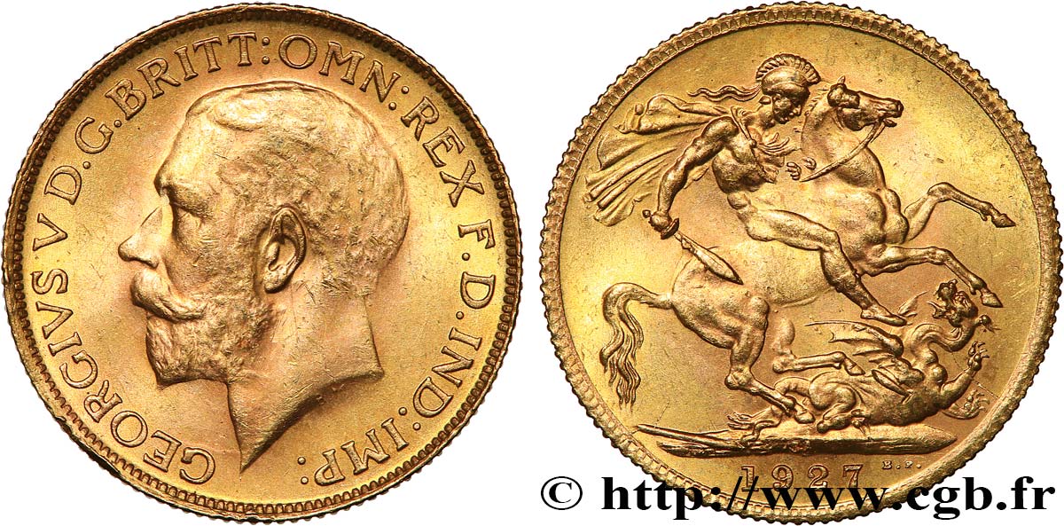 INVESTMENT GOLD 1 Souverain Georges V 1927 Pretoria fST 