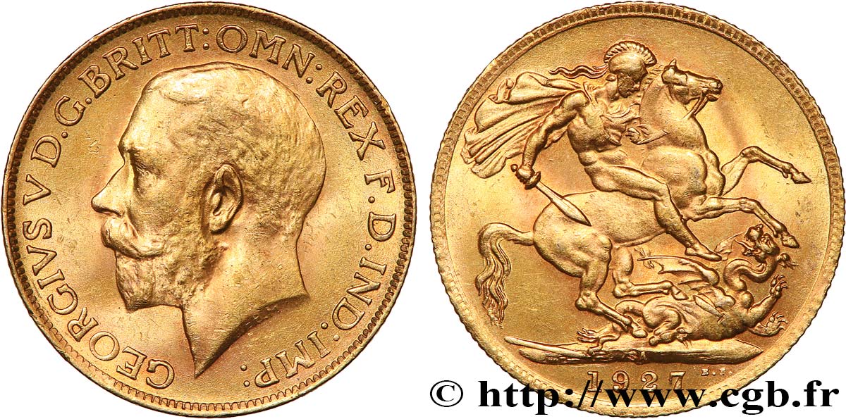 INVESTMENT GOLD 1 Souverain Georges V 1927 Pretoria MS 