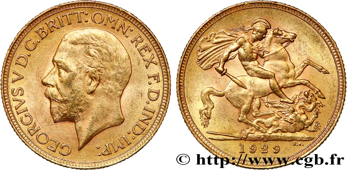 INVESTMENT GOLD 1 Souverain Georges V 1929 Pretoria MBC+ 