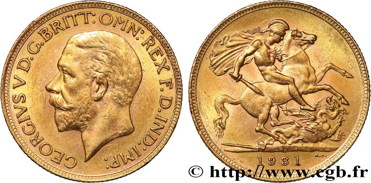 INVESTMENT GOLD 1 Souverain Georges V 1931 Afrique du Sud AU 
