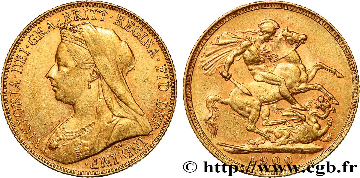 INVESTMENT GOLD 1 Souverain Victoria vieille tête 1900 Londres BC+ 