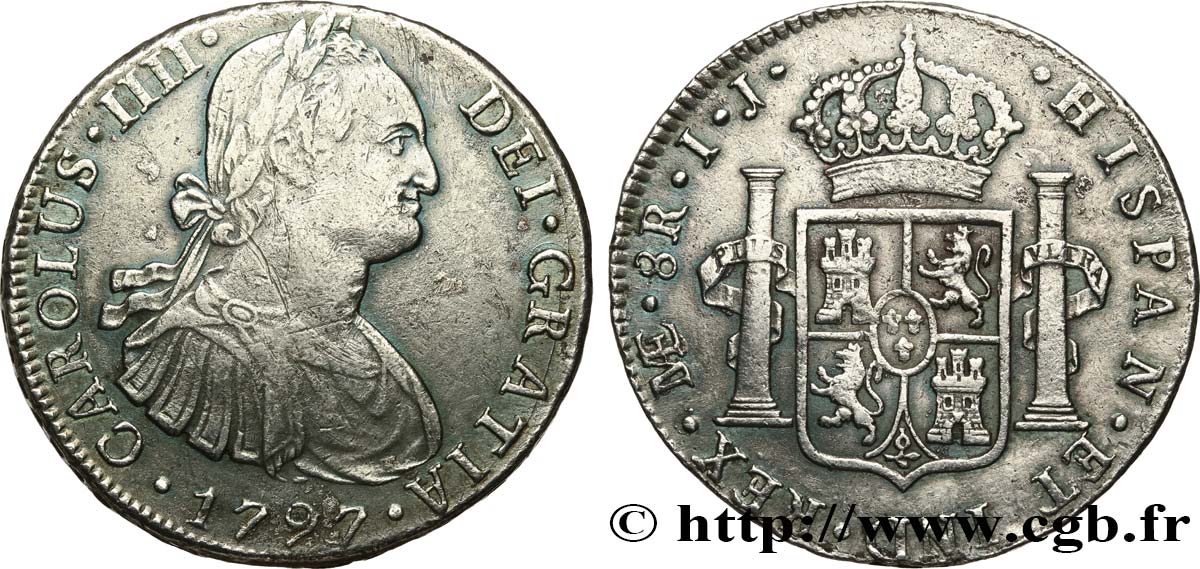 PERU 8 Reales Charles III 1799 Lima VF 