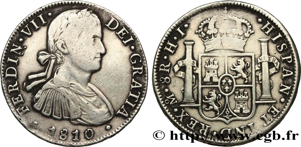 MEXIQUE 8 Reales Ferdinand VII / emblème HJ 1810 Mexico TB 