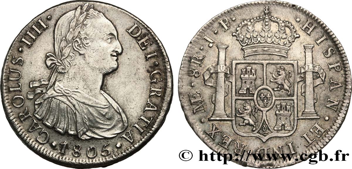 PERU 8 Reales Charles III 1805 Lima XF 