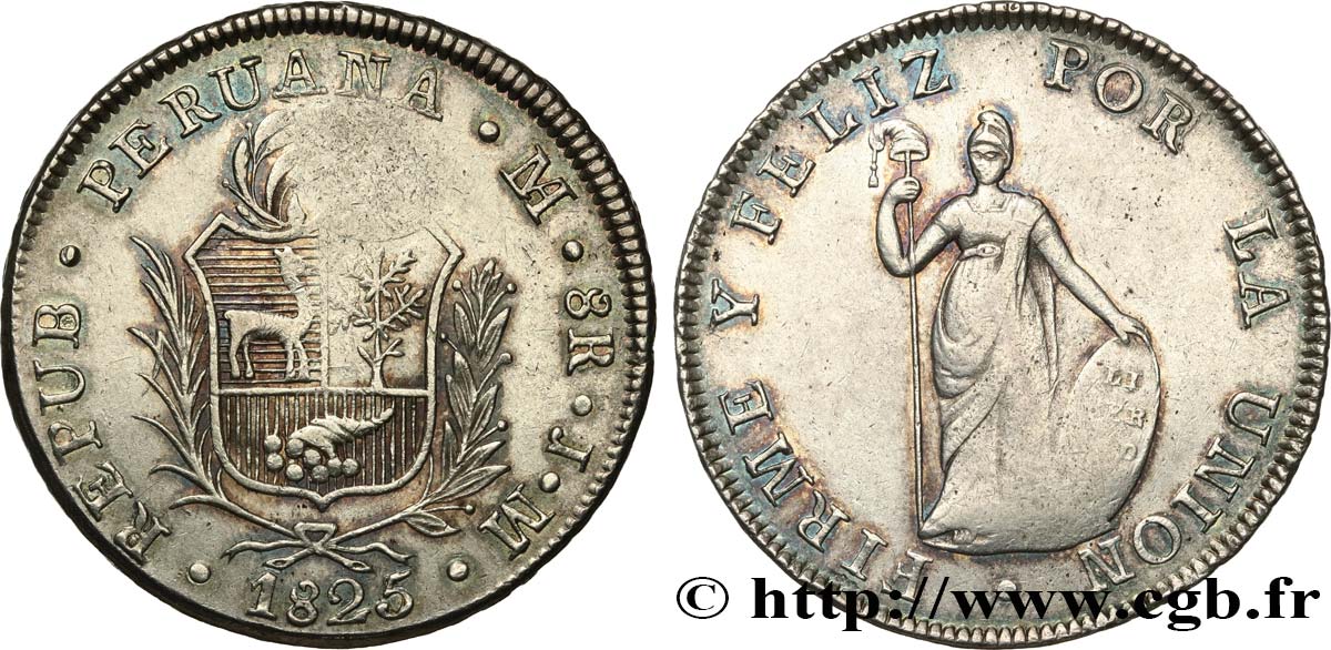 PERú 8 Reales 1825 Lima BC+ 