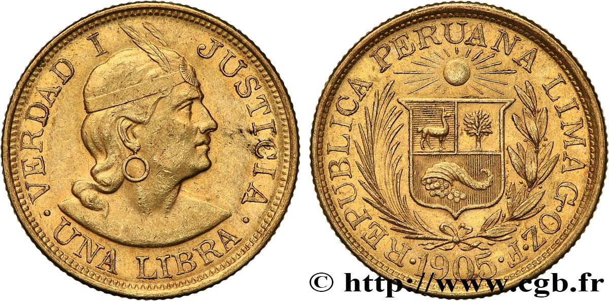 PERú 1 Libra 1905 Lima EBC 