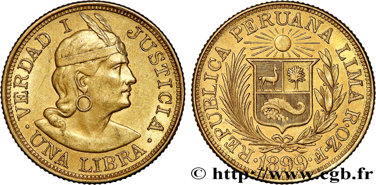 PERU 1 Libra 1899 Lima AU 