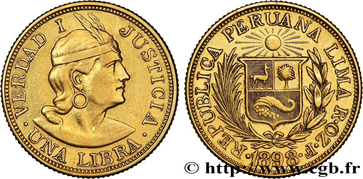 PERú 1 Libra 1898 Lima MBC+ 