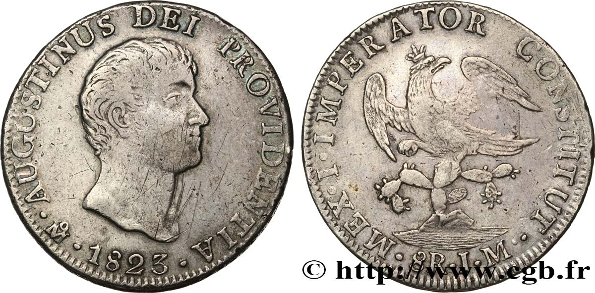 MEXICO - ITURBIDE EMPIRE 8 Reales 1823 Mexico MBC 