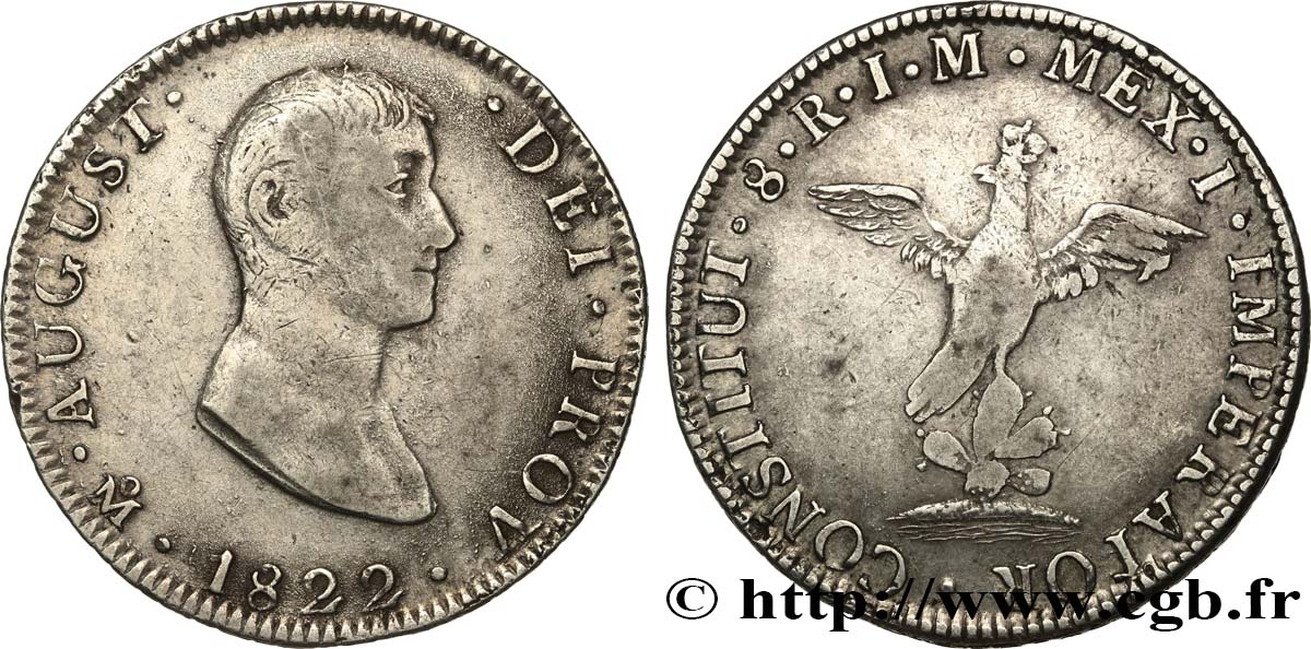 MEXIQUE - EMPIRE D AUGUSTIN Ier ITURBIDE 8 Reales 1822 Mexico TTB 