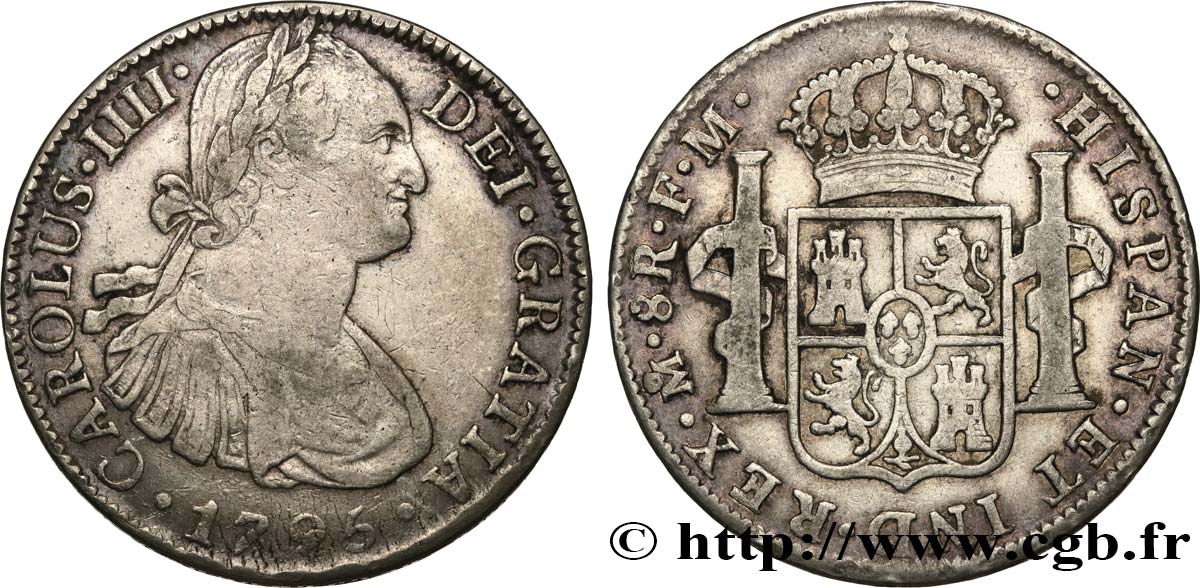 MÉXICO 8 Reales Charles IV 1795 Mexico MBC 