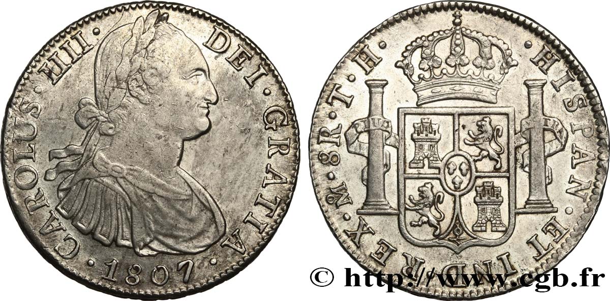 MEXICO 8 Reales Charles IV 1807 Mexico XF/AU 