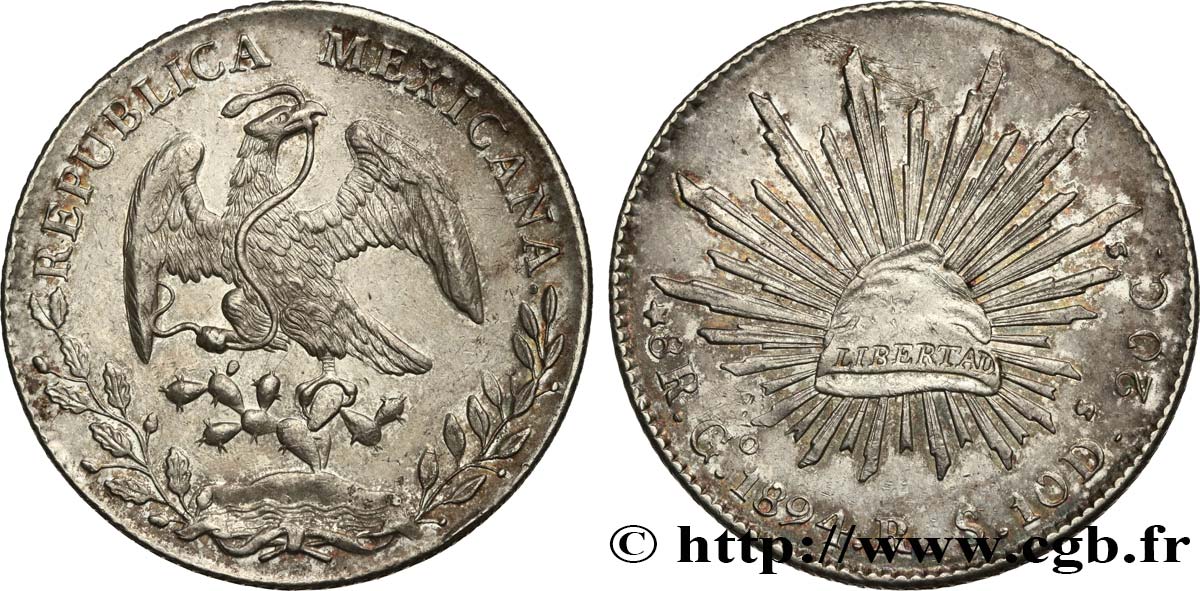 MEXICO 8 Reales 1894 Guanajuato - G° AU 