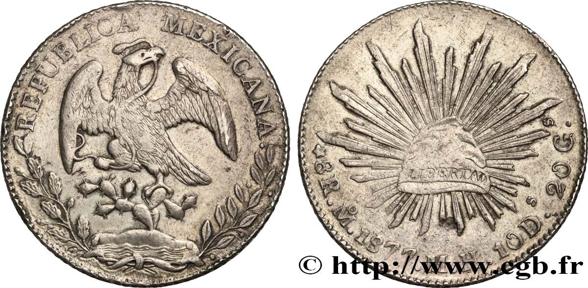 MEXICO 8 Reales 1874 Mexico XF 