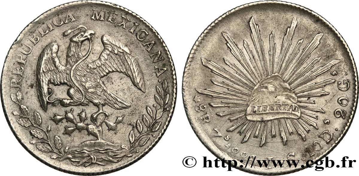 MEXICO 8 Reales 1886 Zacatecas AU 