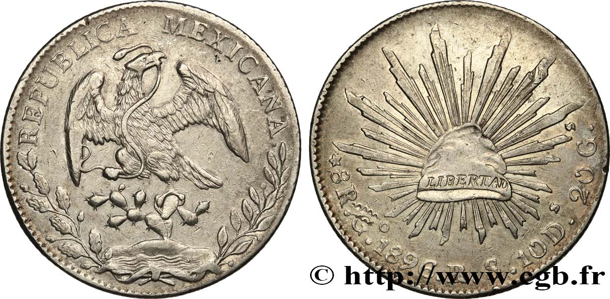 MEXICO 8 Reales 1896 Guanajuato AU 