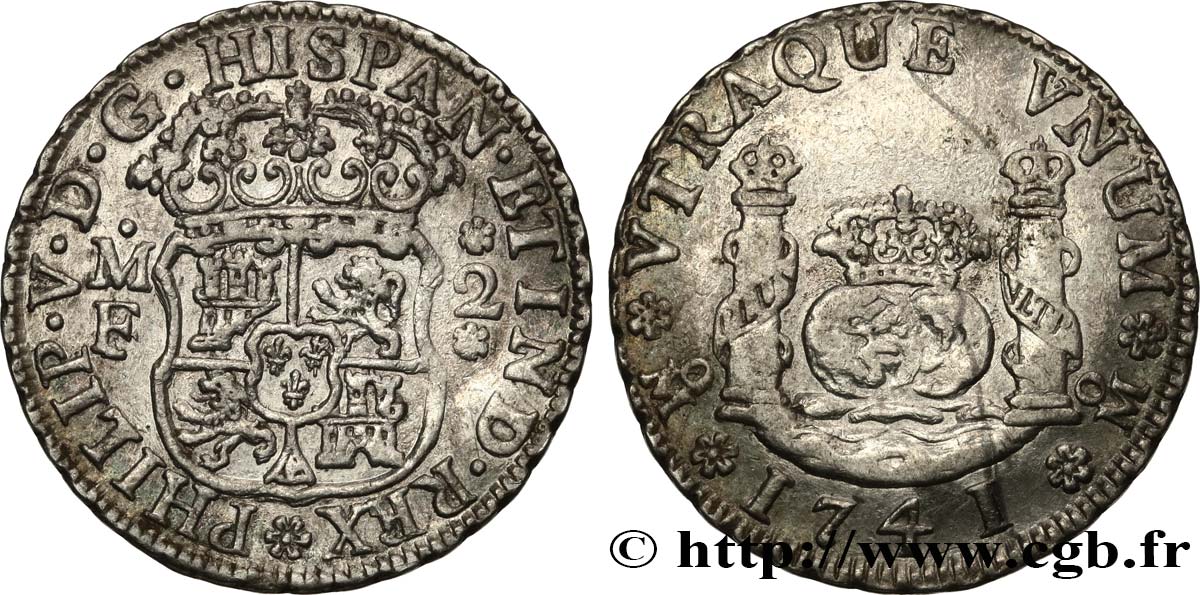 MEXICO 2 Reales 1741 Mexico AU 