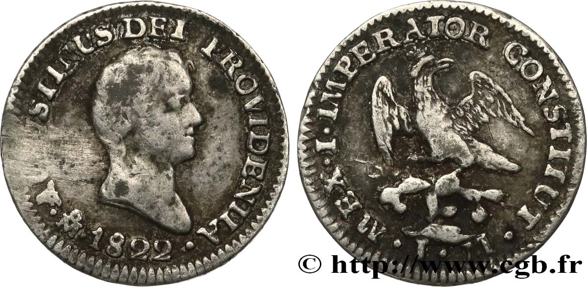 MEXICO - ITURBIDE EMPIRE 1/2 Real 1822 Mexico VF 