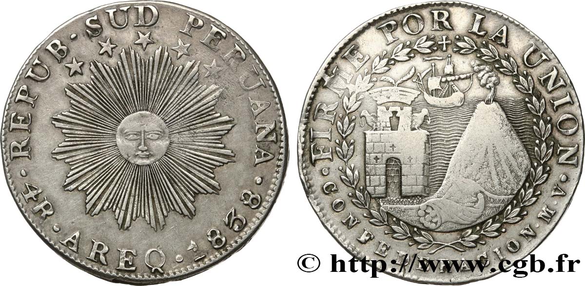 PERú 4 Reales  1838 Arequipa BC+ 