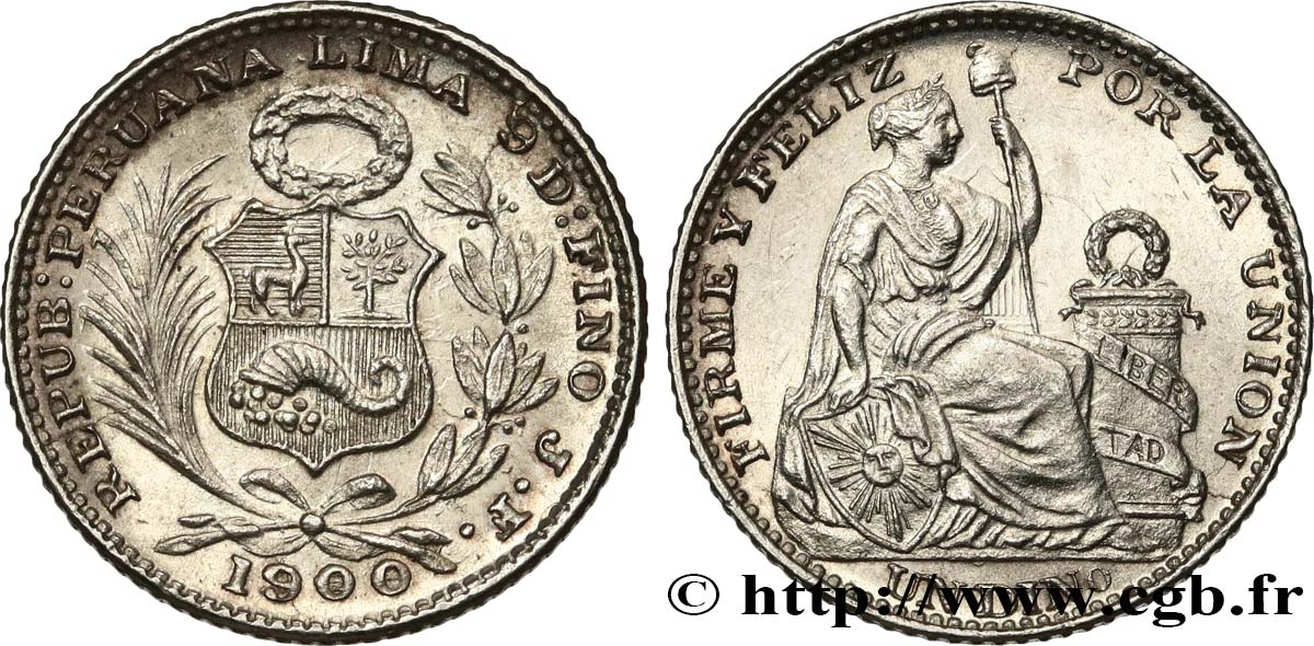 PÉROU 1 Dinero 1900 Lima SPL 