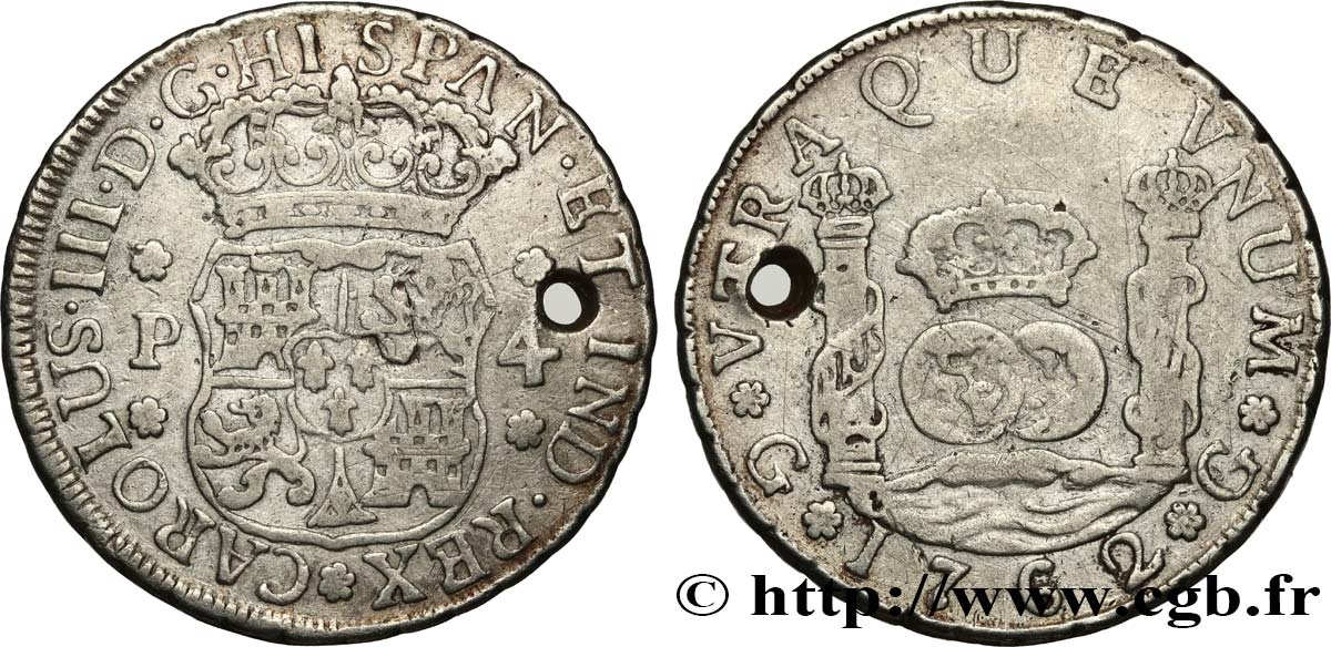 GUATEMALA 4 Reales CHARLES III 1762 Guatemala BC+ 