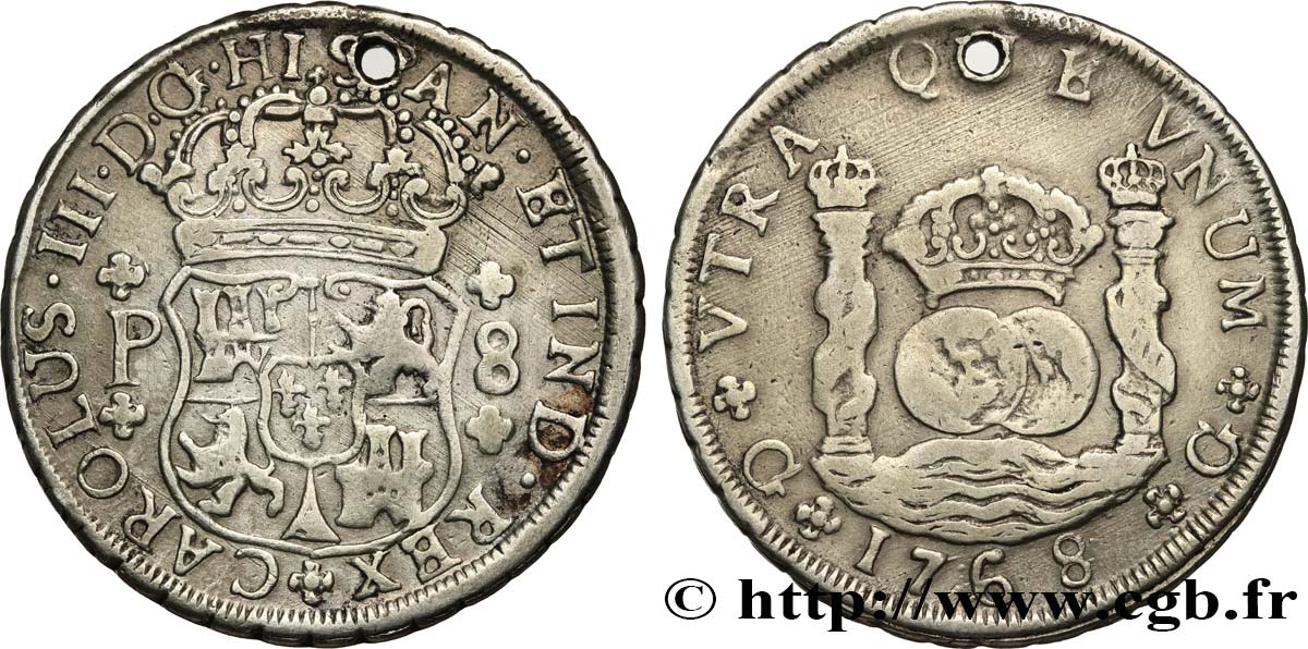 GUATEMALA 8 Reales CHARLES III 1768 Guatemala XF 