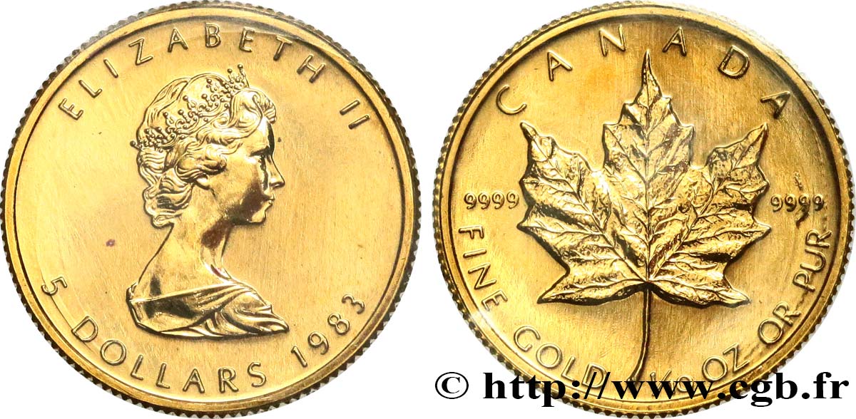 CANADA 5 Dollars or  Maple leaf  1983  MS 