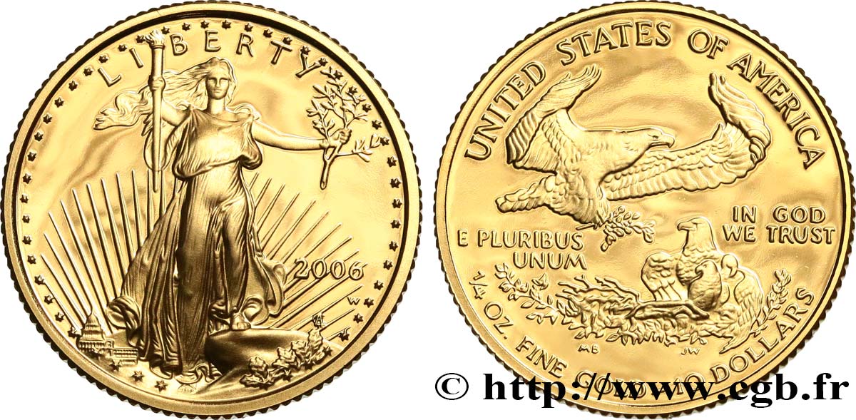 UNITED STATES OF AMERICA 1/4 once ou 10 Dollars Proof 2006 West Point MS 