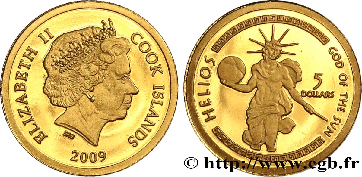 COOK INSELN 5 Dollar Proof Helios 2009  ST 