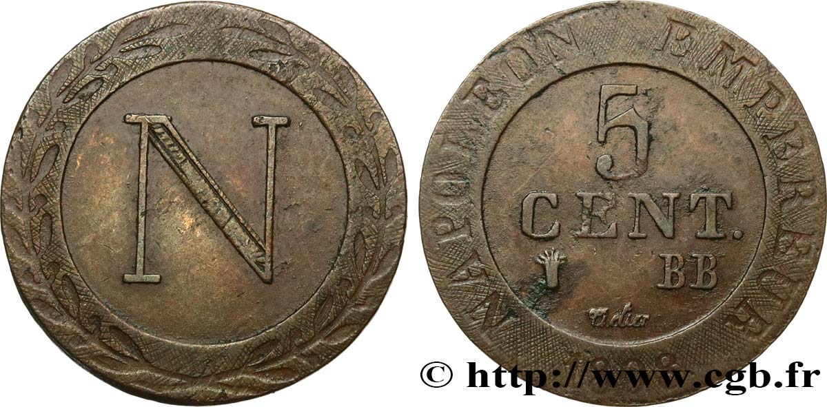 GERMANY - KINGDOM OF WESTPHALIA - JÉRÔME NAPOLÉON 5 Centimes 1808 Strasbourg BC+ 