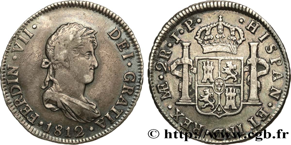 PÉROU 2 Reales Ferdinand VII 1812 Lima TB+/TTB 