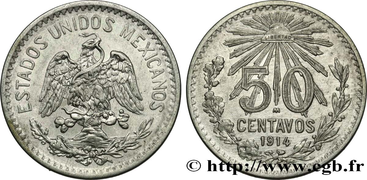 MÉXICO 50 Centavos 1914 Mexico EBC 