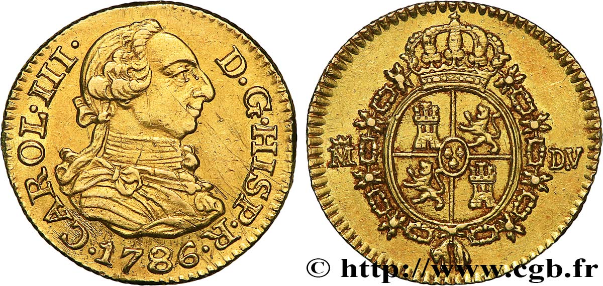 SPANIEN 1/2 Escudo Charles III 1786 Madrid fVZ 
